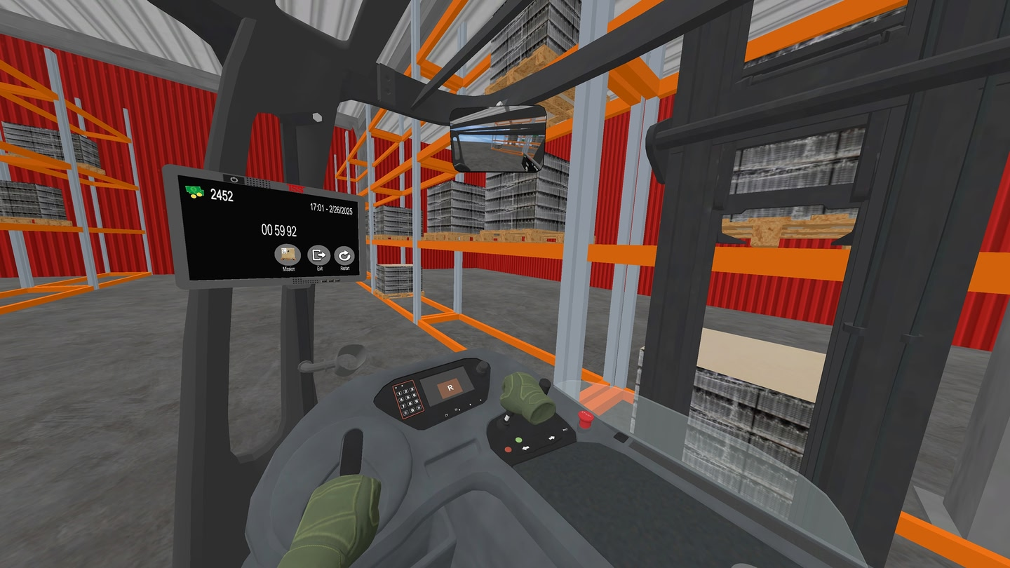 Immersive Forklift Simulator Cockpit View